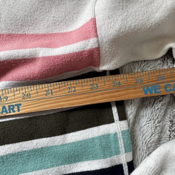 T by TALBOTS Size 1x Ivory White Striped Rainbow Mock Turtleneck Sweater - Picture 8 of 10